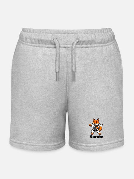 Karaté Renard - Short de jogging enfant bio Stanley/Stella - gris chiné