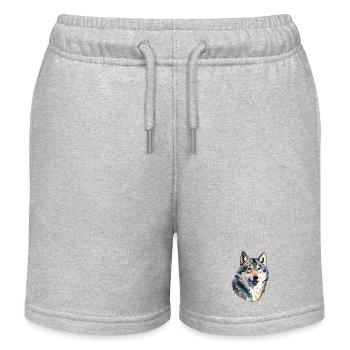 Wolf Portrait Tierliebhaber - Kinder Organic Joggingshorts Mini Bolter von Stanley/Stella - Grau meliert - Vorne