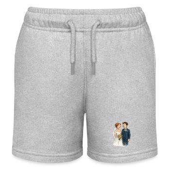 married couple comic - Kids Organic Sweat Shorts by Stanley/Stella - heather grey - Front