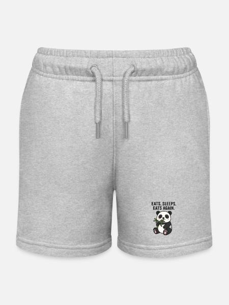 Panda mignon avec de l’humour mangeur de bambou - Short de jogging enfant bio Stanley/Stella - gris chiné
