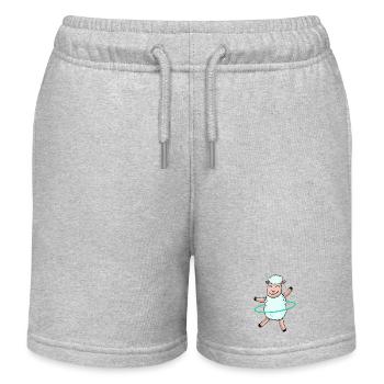 Cute Sheep with Hoop - Kids Organic Sweat Shorts by Stanley/Stella - heather grey - Front