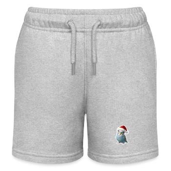 Perruche bleue chantant des chants de Noël - Short de jogging enfant bio Stanley/Stella - gris chiné - Devant