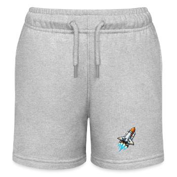 Spaceship Space Rocket - Kids Organic Sweat Shorts by Stanley/Stella - heather grey - Front