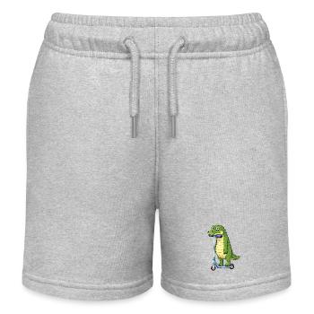 Cute Crocodile Scooter Cartoon Lonely Friendship - Kids Organic Sweat Shorts by Stanley/Stella - heather grey - Front
