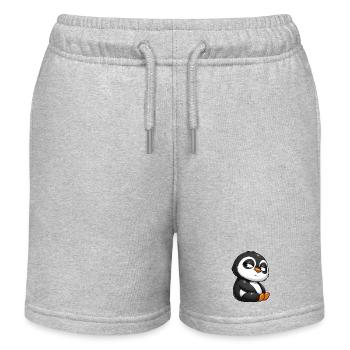 Dessin animé drôle Penguin Sceptique Offensé - Short de jogging enfant bio Stanley/Stella - gris chiné - Devant