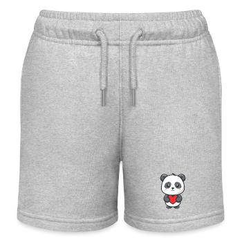 Bébé panda mignon avec cœur - Short de jogging enfant bio Stanley/Stella - gris chiné - Devant