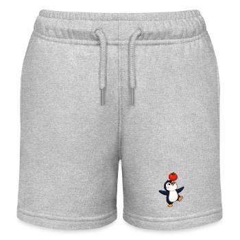 Süßer Pinguin tanzen Gemüse Freude Cartoon - Kinder Organic Joggingshorts Mini Bolter von Stanley/Stella - Grau meliert - Vorne