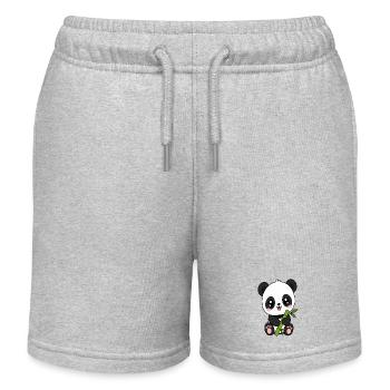 Kleiner Panda mit Bambus - Kinder Organic Joggingshorts Mini Bolter von Stanley/Stella - Grau meliert - Vorne