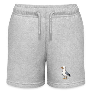 Seagull Cartoon Illustration - Kids Organic Sweat Shorts by Stanley/Stella - heather grey - Front