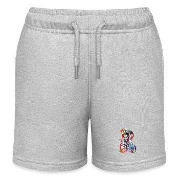 Colorful Cyclist in the Whirlpool - Kids Organic Sweat Shorts by Stanley/Stella - heather grey - Front