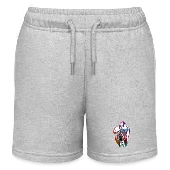 Female silhouette in colorful LOVE - Kids Organic Sweat Shorts by Stanley/Stella - heather grey - Front