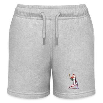 Colored Baseball Player: Dynamic Swing - Kids Organic Sweat Shorts by Stanley/Stella - heather grey - Front
