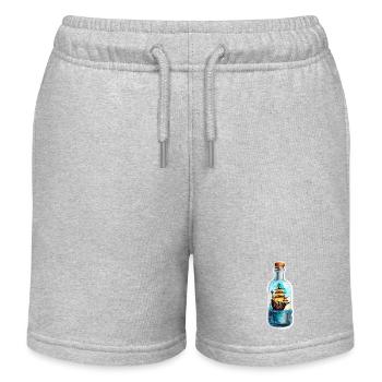Ship in a Bottle / Message in a Bottle / Ahoy / Anchor - Kids Organic Sweat Shorts by Stanley/Stella - heather grey - Front