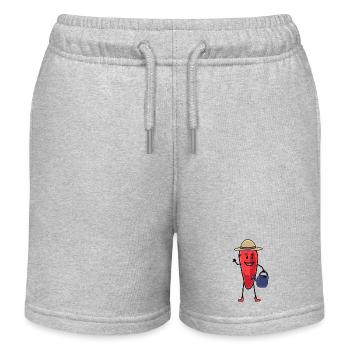 Navet, carotte, jardinier, arrosoir, jardinage - Short de jogging enfant bio Stanley/Stella - gris chiné - Devant