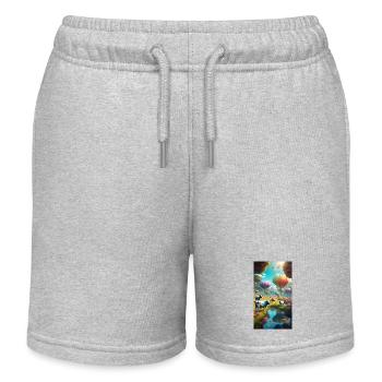 Kühe und Heissluftballons - Kinder Organic Joggingshorts Mini Bolter von Stanley/Stella - Grau meliert - Vorne