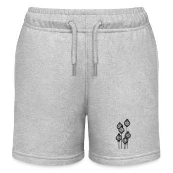 Poppy buds or pineapple on a stick? Black abstract - Kids Organic Sweat Shorts by Stanley/Stella - heather grey - Front