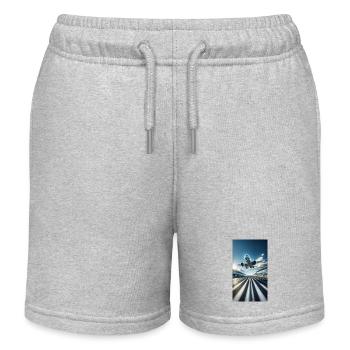 Aircraft landing - Kids Organic Sweat Shorts by Stanley/Stella - heather grey - Front