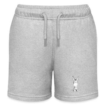 Happy Esel I Tiermotiv - Kinder Organic Joggingshorts Mini Bolter von Stanley/Stella - Grau meliert - Vorne