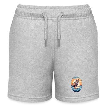 Wolf am Strand - Kinder Organic Joggingshorts Mini Bolter von Stanley/Stella - Grau meliert - Vorne