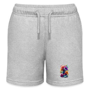 Floristik Blumen - Orchidee Blumenstrauss Flora - Kinder Organic Joggingshorts Mini Bolter von Stanley/Stella - Grau meliert - Vorne