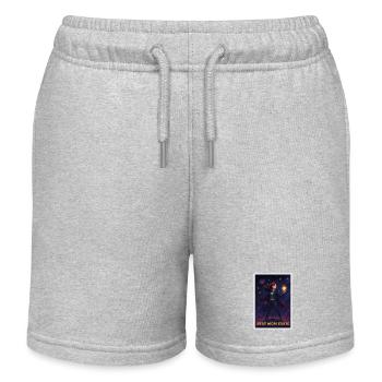 Best Mom Ever Superhero Poster - Kids Organic Sweat Shorts by Stanley/Stella - heather grey - Front