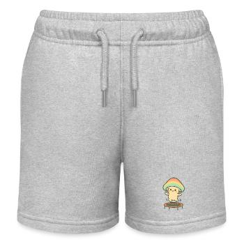 Petit champignon avec chapeau arc-en-ciel sur trampoline - Short de jogging enfant bio Stanley/Stella - gris chiné - Devant