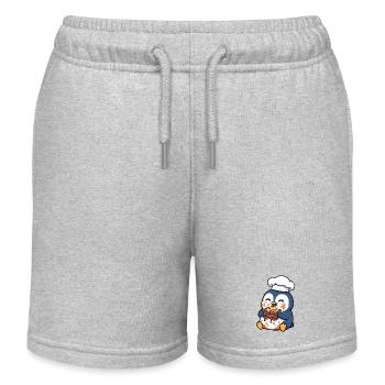 Penguin Chef Chef Lasagna Italy Food Meal - Kids Organic Sweat Shorts by Stanley/Stella - heather grey - Front