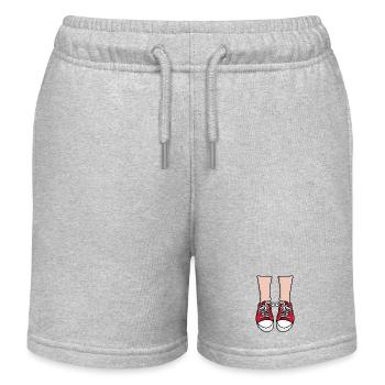 Rote Sneaker Füße Illustration - Kinder Organic Joggingshorts Mini Bolter von Stanley/Stella - Grau meliert - Vorne