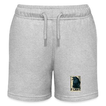 Drôle d’oiseau corbeau noir avec F-Caw-F Dire - Short de jogging enfant bio Stanley/Stella - gris chiné - Devant