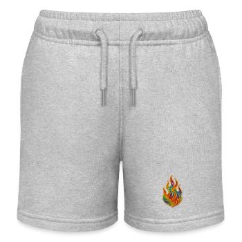 Regenbogenfeuer Patch - Kinder Organic Joggingshorts Mini Bolter von Stanley/Stella - Grau meliert - Vorne