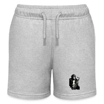 Monochrome Ape Sax in Leather - Kids Organic Sweat Shorts by Stanley/Stella - heather grey - Front