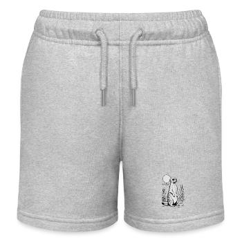 Nocturnal Meerkat Moonlight Sketch - Kids Organic Sweat Shorts by Stanley/Stella - heather grey - Front