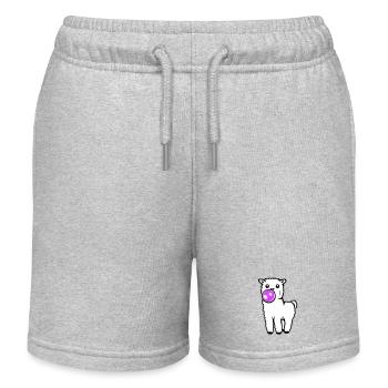 Lama Kaugummi Ganzkörper Stehend Frontal Süß Cool - Kinder Organic Joggingshorts Mini Bolter von Stanley/Stella - Grau meliert - Vorne