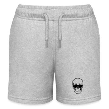 Line skull Spike black contrast with smile - Kids Organic Sweat Shorts by Stanley/Stella - heather grey - Front