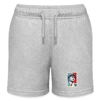 David Michelangelo dans Pop Art : Portrait bleu-rouge - Short de jogging enfant bio Stanley/Stella - gris chiné - Devant