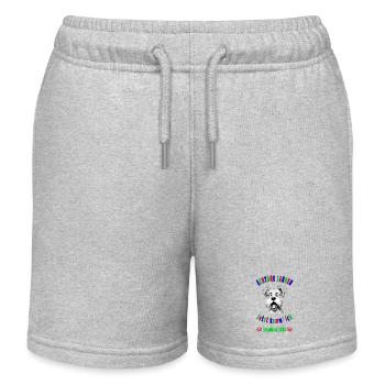 Achtung Lehrer - Schulkind 2026 Einschulung Hund - Kinder Organic Joggingshorts Mini Bolter von Stanley/Stella - Grau meliert - Vorne