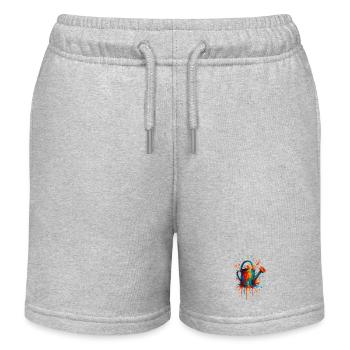 Arrosoir Splatter - Splash Art Potager - Short de jogging enfant bio Stanley/Stella - gris chiné - Devant