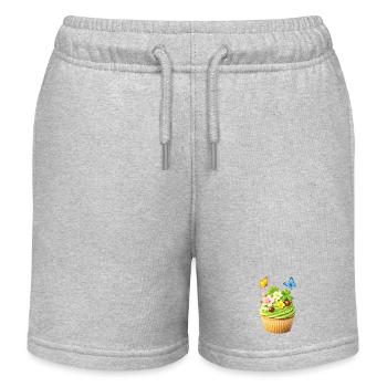 Frühlings Cupcake mit Blumen  - Kinder Organic Joggingshorts Mini Bolter von Stanley/Stella - Grau meliert - Vorne