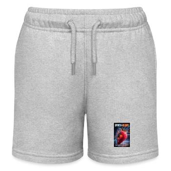 Synth Berry: Cybernetic Strawberry - Kids Organic Sweat Shorts by Stanley/Stella - heather grey - Front