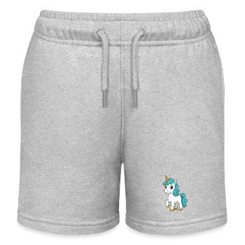 Turquoise unicorn with luminous mane - Kids Organic Sweat Shorts by Stanley/Stella - heather grey - Front