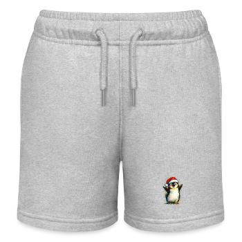 fröhlicher Weihnachtspinguin - Kinder Organic Joggingshorts Mini Bolter von Stanley/Stella - Grau meliert - Vorne