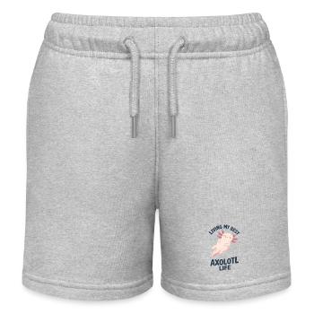 Schwimmendes Axolotl-Leben - Kinder Organic Joggingshorts Mini Bolter von Stanley/Stella - Grau meliert - Vorne