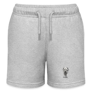 Du Esel – Lächelnder Eselkopf - Kinder Organic Joggingshorts Mini Bolter von Stanley/Stella - Grau meliert - Vorne