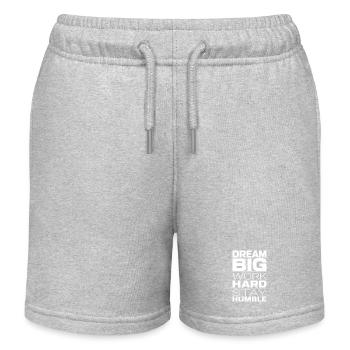 Dream Big Work Hard Stay Humble – Motivation - Kids Organic Sweat Shorts by Stanley/Stella - heather grey - Front