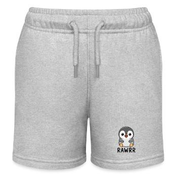 Cute Cartoon Penguin Chibi Rawr - Kids Organic Sweat Shorts by Stanley/Stella - heather grey - Front