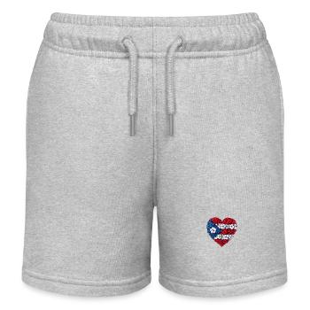 Puerto Rico Flowers Heart - Kids Organic Sweat Shorts by Stanley/Stella - heather grey - Front