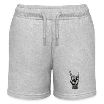 Rock on Hand mit Devils Horns - Kinder Organic Joggingshorts Mini Bolter von Stanley/Stella - Grau meliert - Vorne