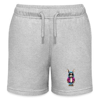 Bunter Hase Hip Hop Style - Kinder Organic Joggingshorts Mini Bolter von Stanley/Stella - Grau meliert - Vorne