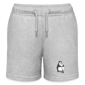 mignon dessin animé pingouin scooter scooter rire joie - Short de jogging enfant bio Stanley/Stella - gris chiné - Devant