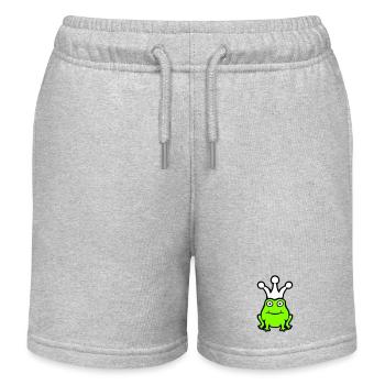 Frog King Crown Funny Cute Comic Frog Prince - Kids Organic Sweat Shorts by Stanley/Stella - heather grey - Front